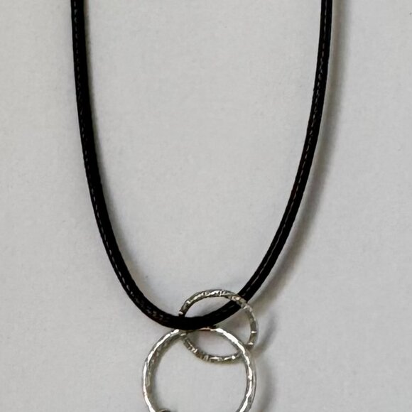 Necklace handmade 3 tier dangle silvertone hamsa clear black glass/beads OOAK - Picture 7 of 9